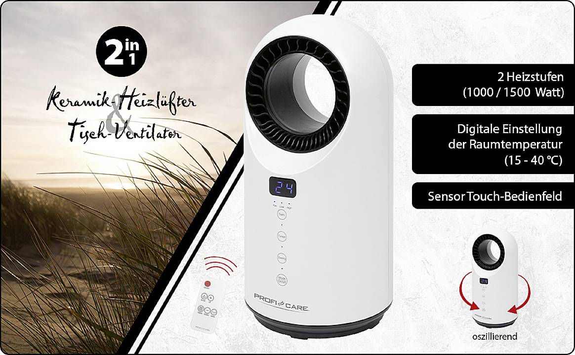 Profi-Care 330860 Radiateur soufflant céramique PC-HL 3086 blanc-6