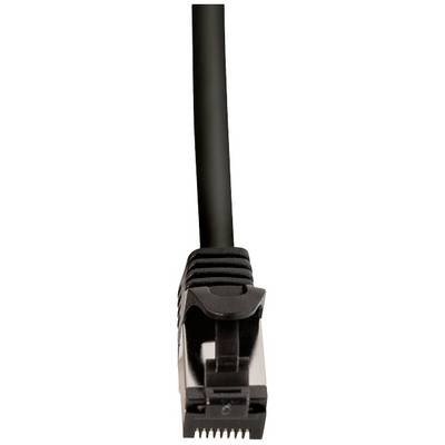 Un câble Ethernet noir avec connecteur pour relier des appareils réseau.