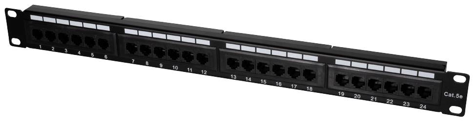 LogiLink NP0027 24 ports Panneau de brassage 483 mm (19") CAT 5e 1 UH noir équipé