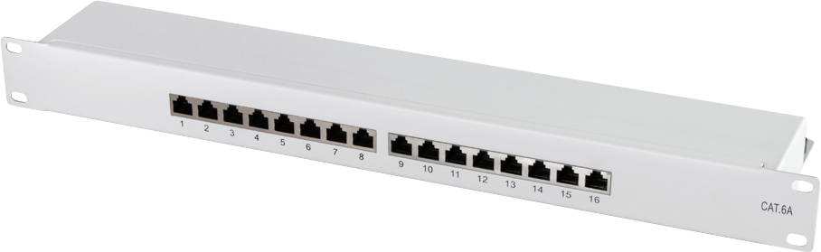 LogiLink NP0075 16 ports Panneau de brassage 483 mm (19") CAT 6a 1 UH gris équipé