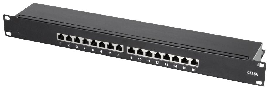 LogiLink NP0076 16 ports Panneau de brassage 483 mm (19") CAT 6a 1 UH noir