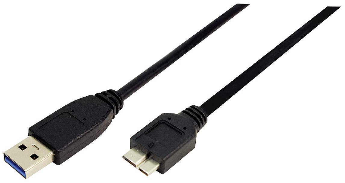 Un câble USB 3.0 avec une fiche USB standard à une extrémité et une fiche Micro-USB à l'autre extrémité.