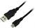 Câble USB avec connecteur standard à gauche et connecteur micro-USB à droite. Adapté pour le transfert de données et la charge d'appareils.