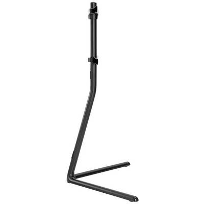 Un support de microphone noir à hauteur réglable, équipé d'un pied métallique en forme de Z robuste, adapté aux applications scéniques ou de studio.