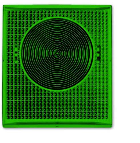 Un pavé podotactile vert et carré, avec un motif tactile, destiné à guider et orienter les personnes malvoyantes.