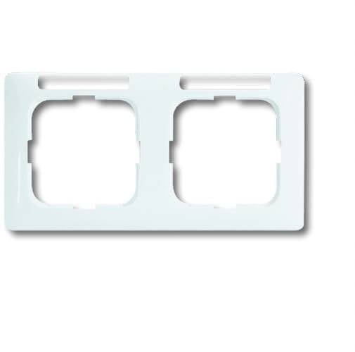 Cadre double en plastique blanc, adapté pour deux prises ou interrupteurs.