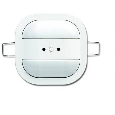 Un appareil électronique carré blanc avec deux poignées latérales et un petit capteur rond au centre.
