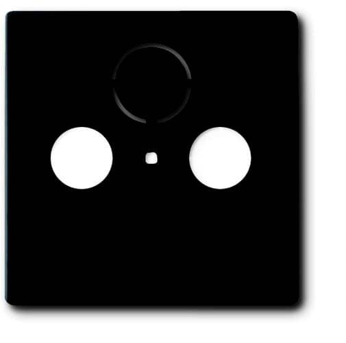 Couverture carrée noire avec deux découpes rondes en bas et une découpe circulaire en haut.