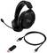 Un casque gaming noir avec microphone, récepteur USB et câble de charge USB-C. Adapté pour le jeu sans fil.