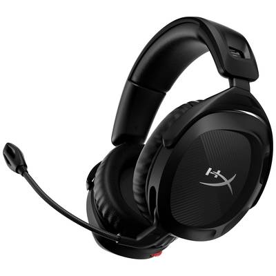Casque de gaming noir avec microphone sur l'écouteur gauche. Adapté aux jeux PC et à la communication.