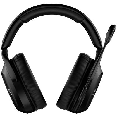 Casque de gaming noir avec microphone, coussinets d'oreilles rembourrés et arceau ajustable, conçu pour un jeu confortable.