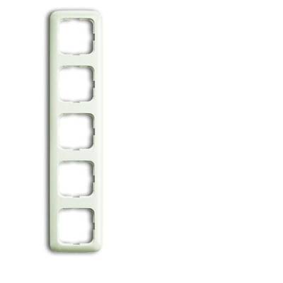 Cadre quintuple pour prises électriques, disposé verticalement, blanc, sans modules.