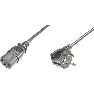 Une prise européenne et un câble d'appareil électrique sont représentés. La prise comporte deux broches rondes et une broche de terre.