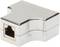 Un adaptateur de couplage Ethernet en argent, de forme rectangulaire, avec un port Ethernet, permettant de connecter deux câbles réseau.