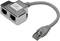 Un répartiteur Ethernet avec deux ports RJ45 et un câble intégré avec connecteur RJ45, adapté pour le partage de réseau.