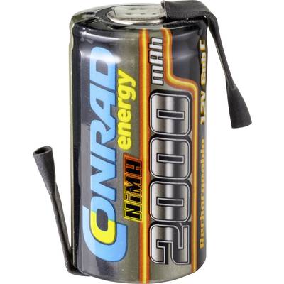 Conrad energy Cellule simple de batterie NiMH Sub-C 1.2 V 2000 mAh avec pattes à souder