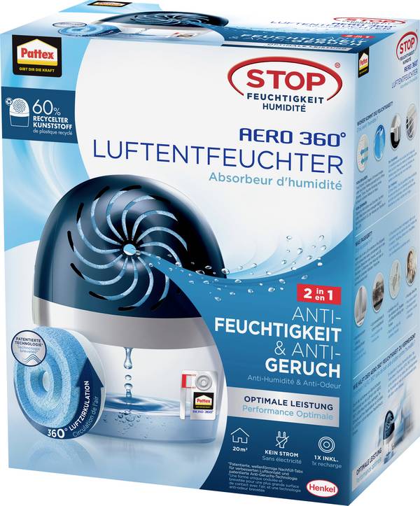Déshumidificateur Pattex Aero360 50 m³ blanc, bleu