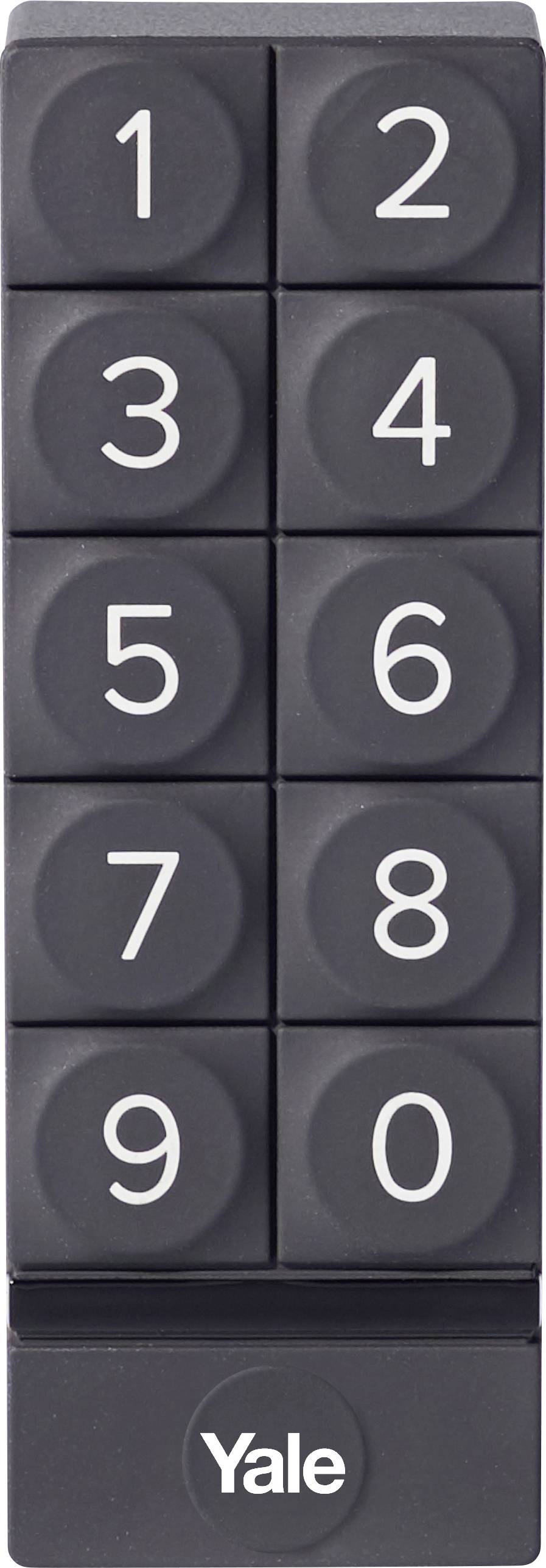 Pavé numérique noir avec les chiffres 1 à 9 et 0. Le logo 'Yale' est visible en bas.