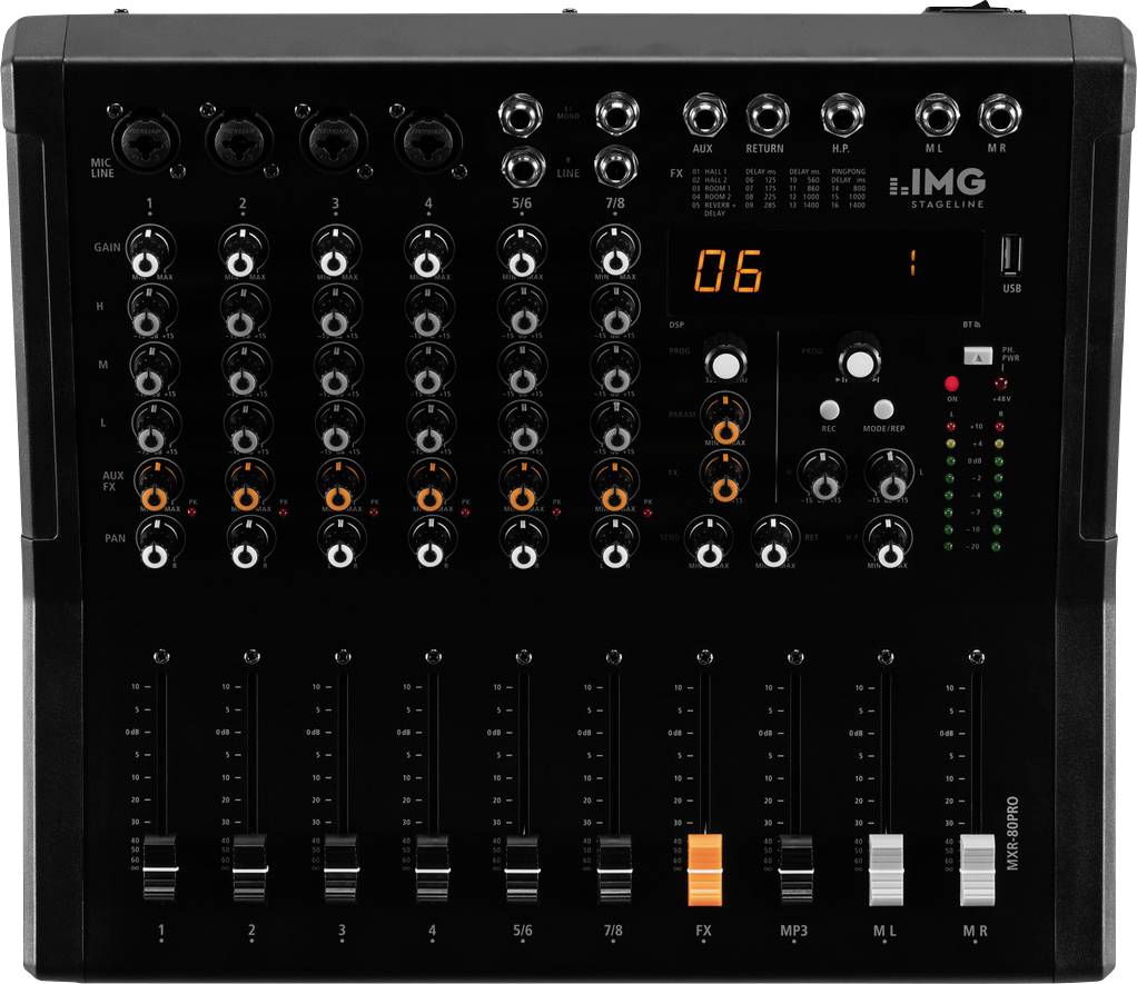 IMG Stageline MXR-80PRO Console de mixage Nombre de canaux:8 Bluetooth, Port USB-1