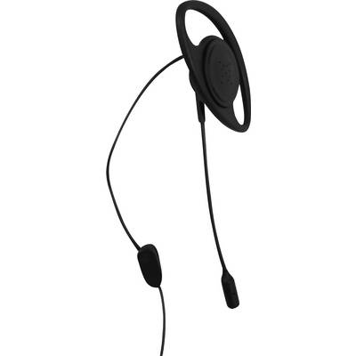 Casque avec microphone sur un câble fin, adapté pour la communication mains libres et la lecture audio.