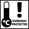 Symbole de protection contre la surchauffe : Un thermomètre et un point d'exclamation indiquent que l'appareil est protégé contre la surchauffe.