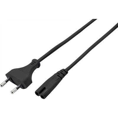 Un câble réseau Euro noir avec deux fiches rondes et une extrémité dotée de deux connexions femelles.