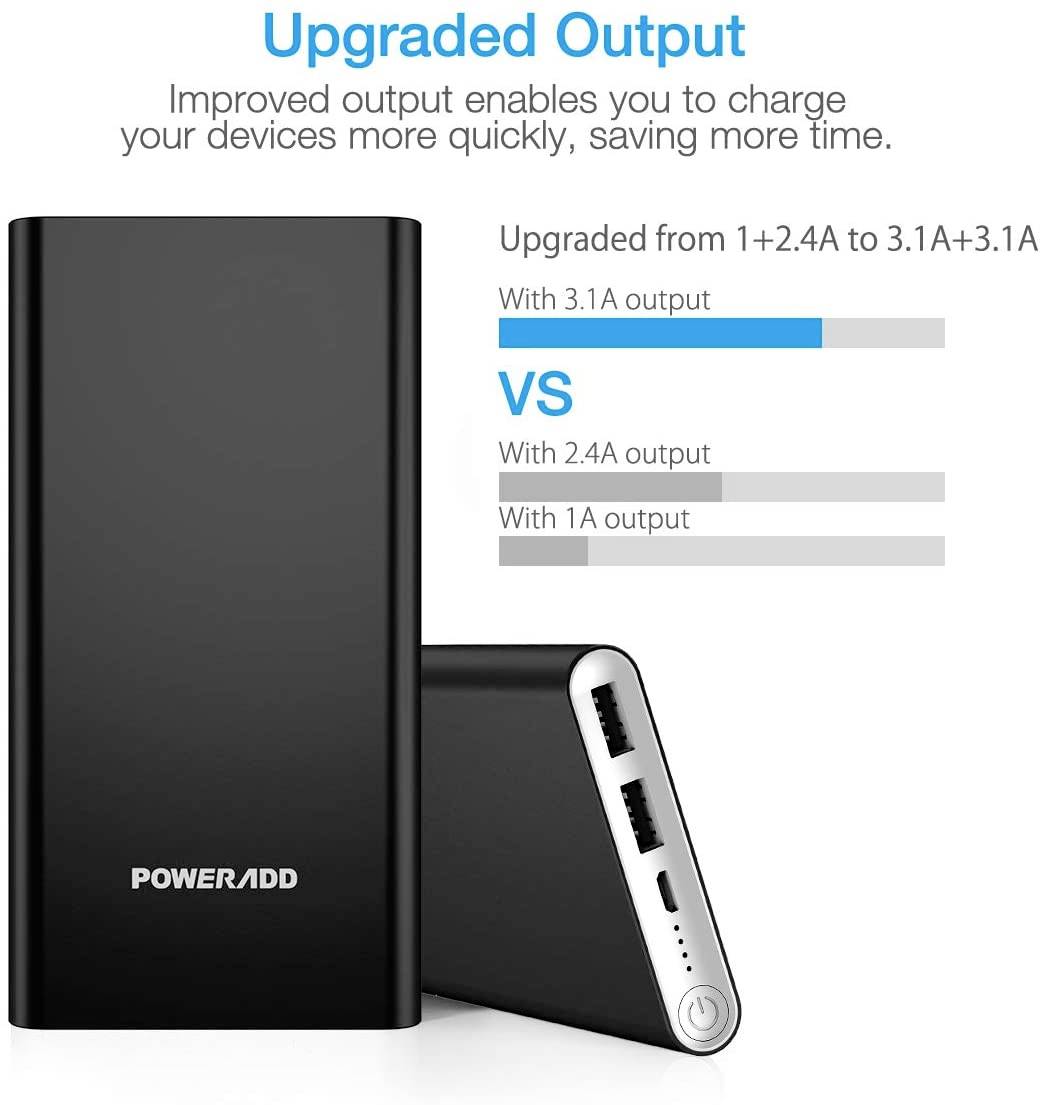 Poweradd Pilot 2GS Powerbank (batterie supplémentaire) 10000 mAh Fast Charge LiPo noir affichage du statut-1