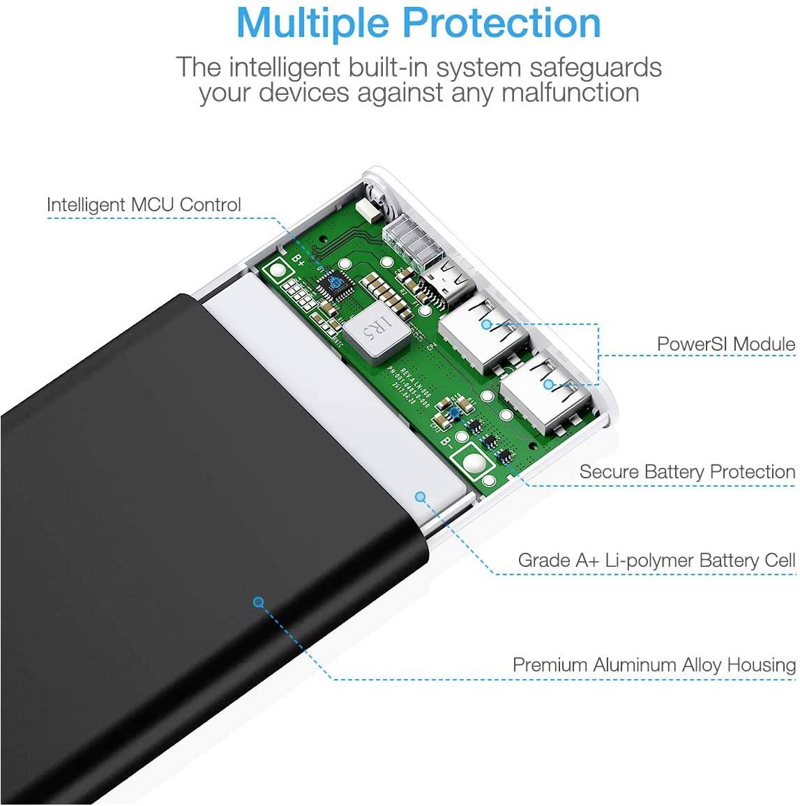 Poweradd Pilot 2GS Powerbank (batterie supplémentaire) 10000 mAh Fast Charge LiPo noir affichage du statut-2