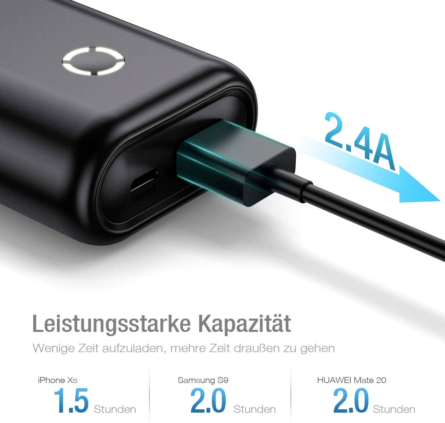 Poweradd EnergyCell Mini Powerbank (batterie supplémentaire) 10000 mAh Fast Charge Li-Ion noir affichage du statut-4