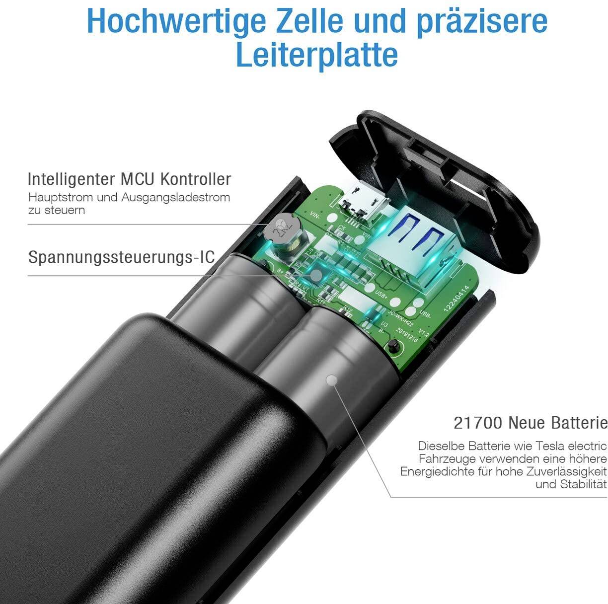 Poweradd EnergyCell Mini Powerbank (batterie supplémentaire) 10000 mAh Fast Charge Li-Ion noir affichage du statut-6