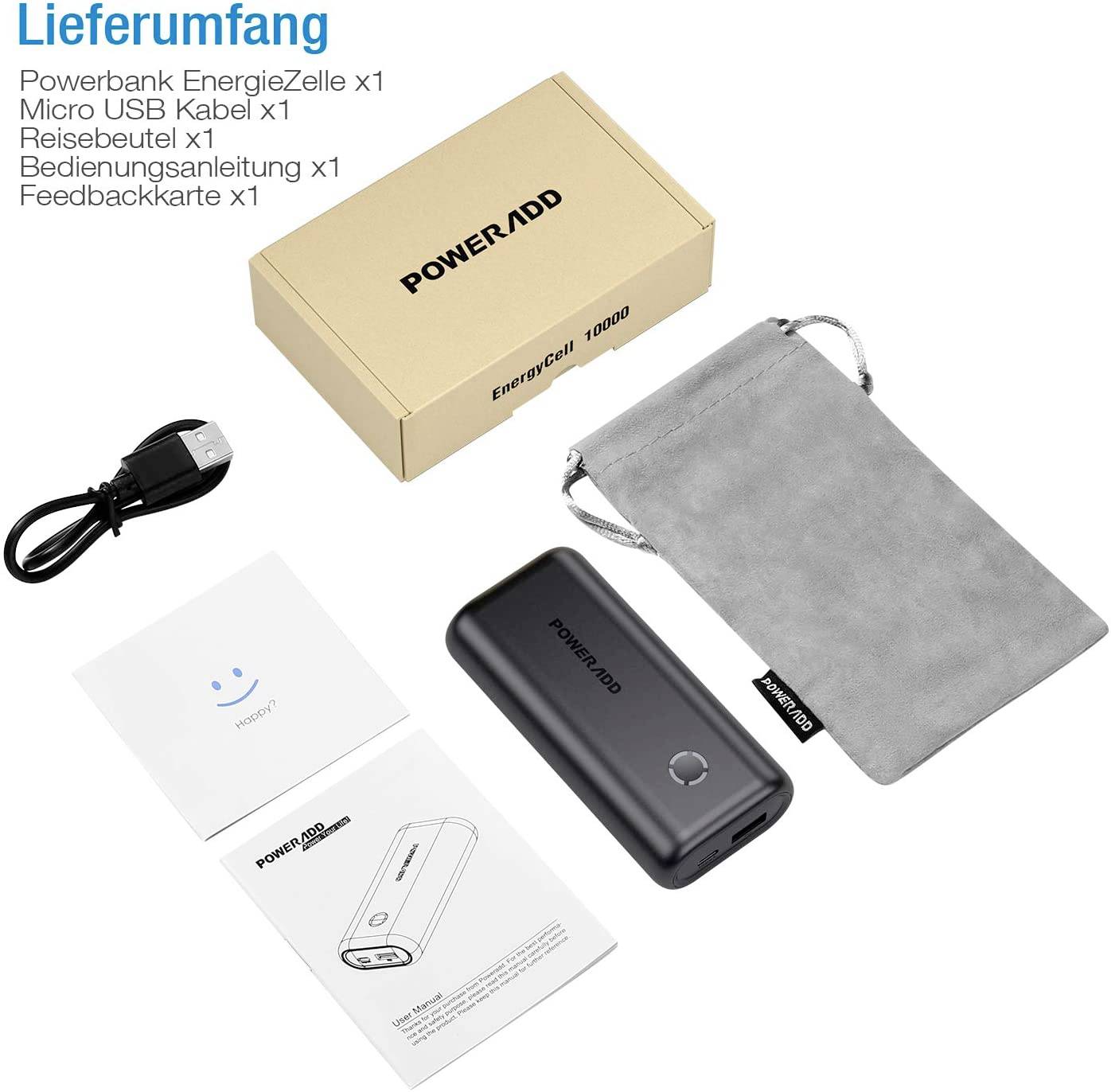 Poweradd EnergyCell Mini Powerbank (batterie supplémentaire) 10000 mAh Fast Charge Li-Ion noir affichage du statut-7