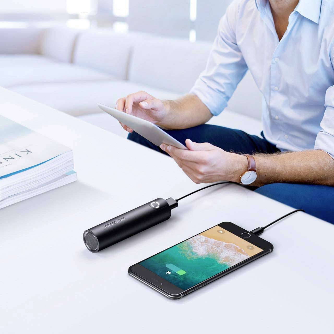Poweradd EnergyCell Mini Powerbank (batterie supplémentaire) 5000 mAh Fast Charge Li-Ion noir Affichage du statut-1