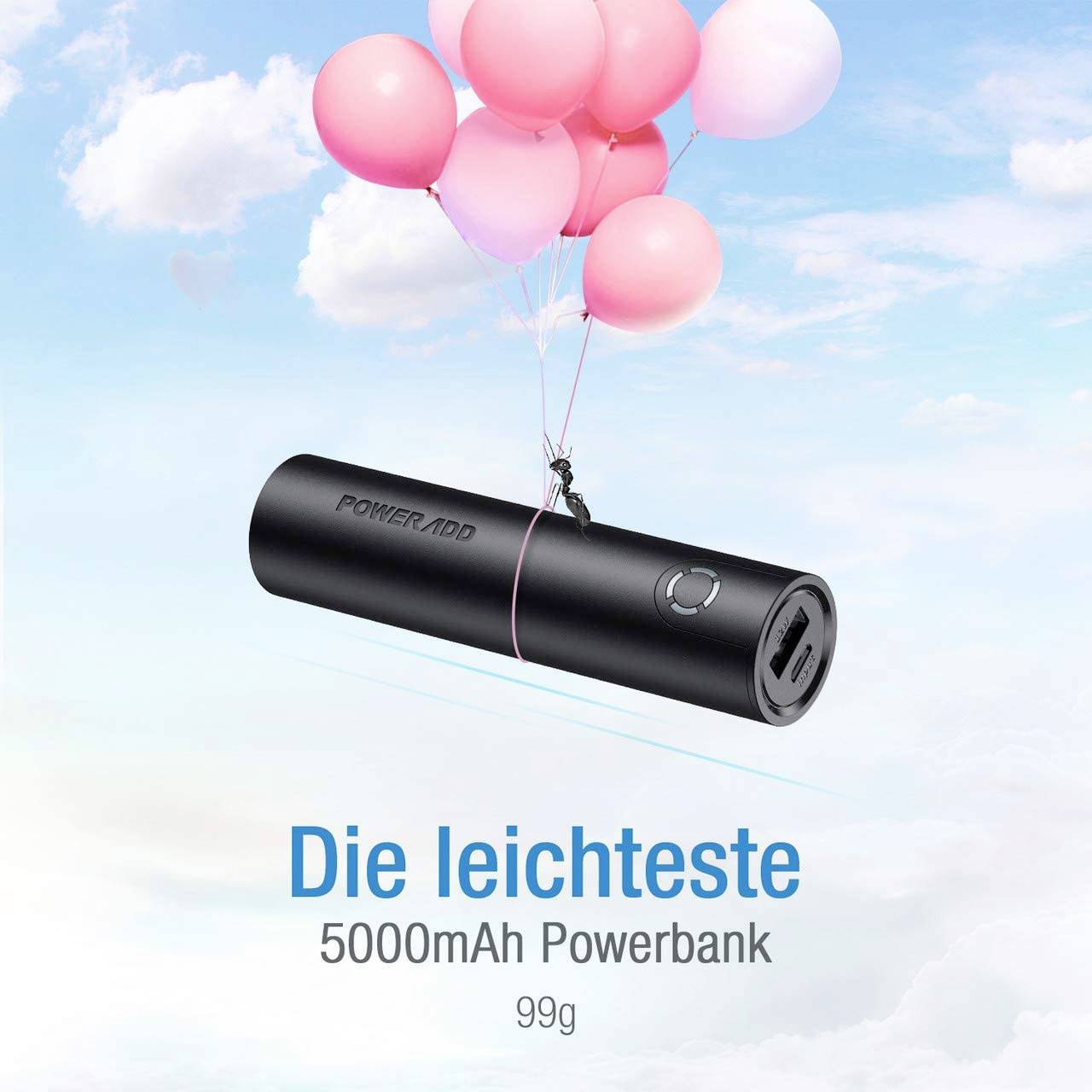Poweradd EnergyCell Mini Powerbank (batterie supplémentaire) 5000 mAh Fast Charge Li-Ion noir Affichage du statut-4