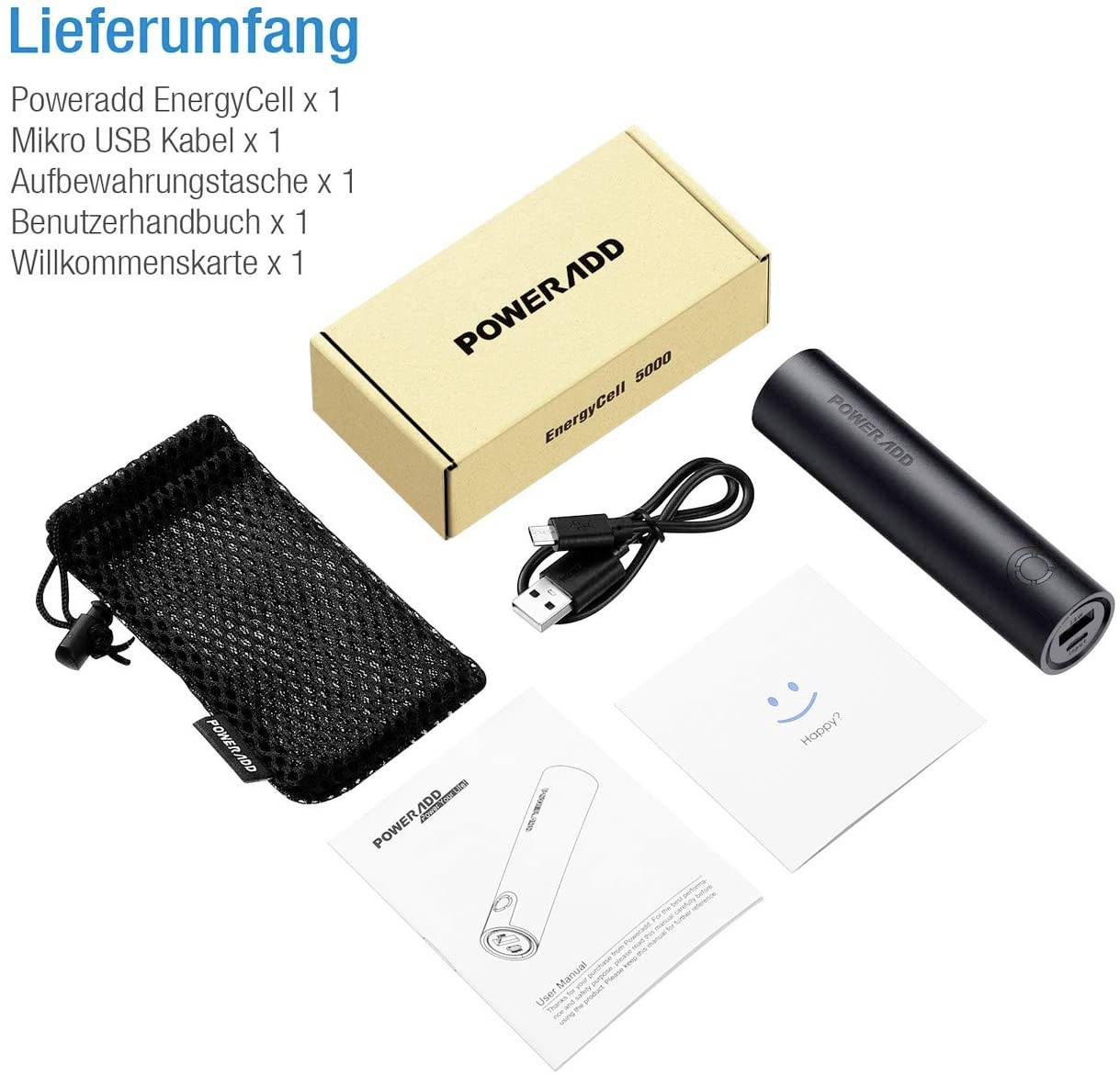 Poweradd EnergyCell Mini Powerbank (batterie supplémentaire) 5000 mAh Fast Charge Li-Ion noir Affichage du statut-8