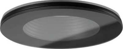 Un spot encastrable noir et rond, adapté à l'éclairage de plafond moderne.