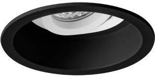 Luminaire encastré avec anneau noir et lumière LED visible à l'intérieur. Adapté aux espaces intérieurs modernes.