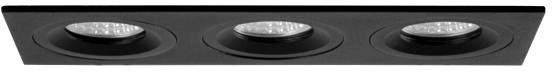 Trois spots ronds noirs en applique rectangulaire.