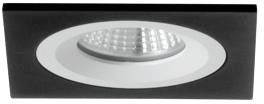 Un projecteur de plafond rectangulaire noir avec un éclairage LED circulaire au centre, adapté à l'éclairage d'une pièce.