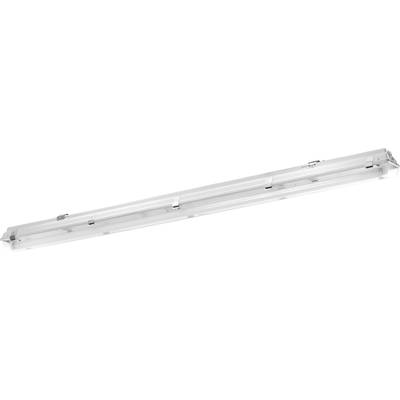 Une longue lampe LED blanche au profil rectangulaire, adaptée à une installation au plafond.