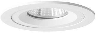 Lampe LED encastrable blanche ronde avec un diffuseur central légèrement bombé et texturé, adaptée pour une installation au plafond.