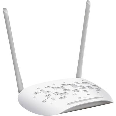 Un routeur Wi-Fi blanc avec deux antennes verticales. L'appareil présente de nombreuses fentes de ventilation et un logo sur la face avant.