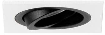 Spot encastrable de plafond avec douille rotative noire et cache rectangulaire blanc, adapté à l'éclairage intérieur.