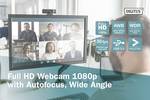 Webcam Full HD 1080p mise au point automatique, grand angle 90°, microphone stéréo