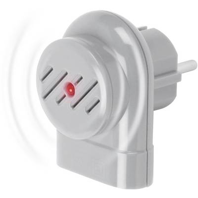 Insert électronique gris pour prise de courant avec indicateur LED rouge, probablement destiné à la signalisation ou à l'avertissement, vue de côté.