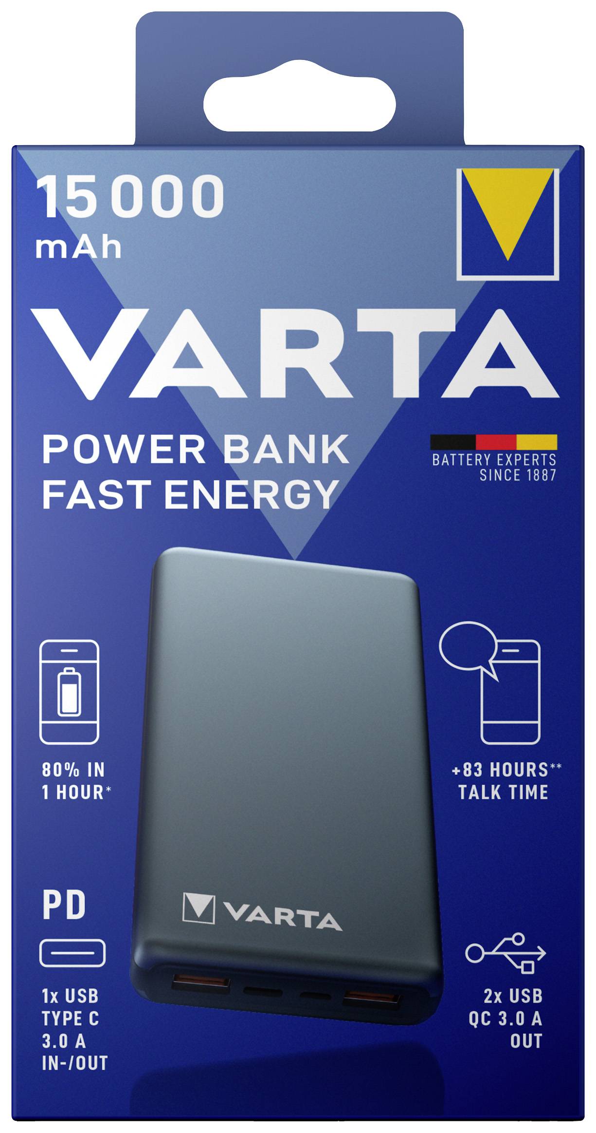 Varta Power Bank Fast Energy 15000 Powerbank (batterie supplémentaire) 15000 mAh Quick Charge 3.0 LiPo USB-C® gris-7