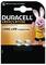 « Paquet de piles DURACELL LR54/LR1130 avec mascotte lapin rose. Texte : « Longévité garantie ». Deux piles argentées présentées. »