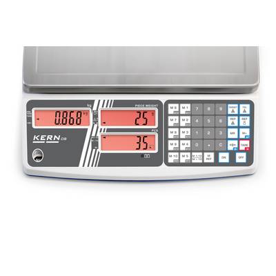 Balance numérique avec trois affichages : Poids (0,868 kg), Poids unitaire (25) et Nombre total de pièces (35). Pavé tactile à droite pour les saisies.