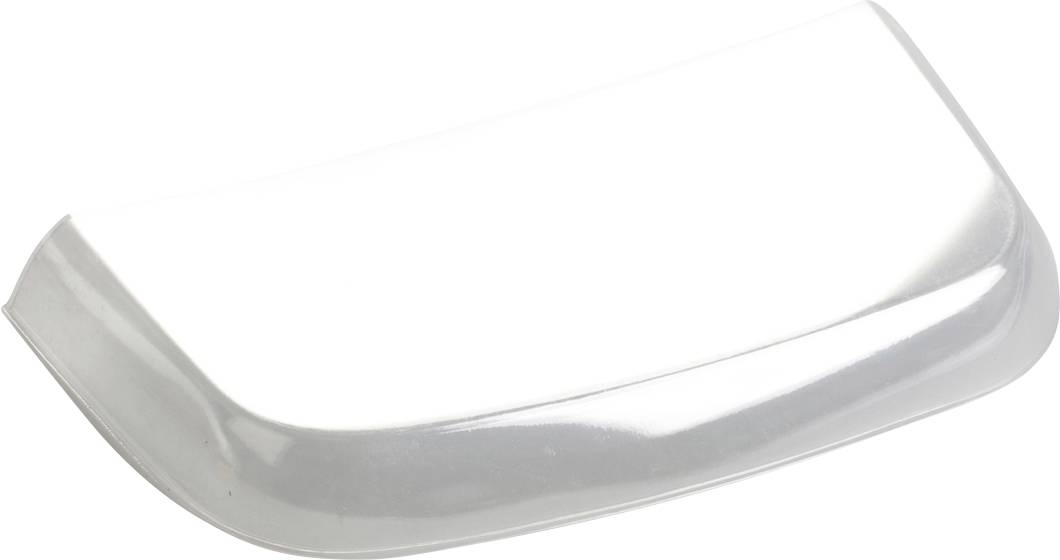 Un simple morceau de plastique blanc rectangulaire, légèrement bombé.