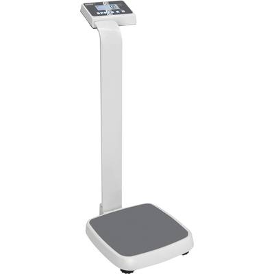Balance électronique numérique avec affichage digital indiquant le poids. Adaptée pour une utilisation dans les établissements médicaux ou les salles de fitness.