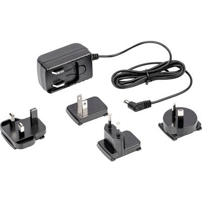 Un chargeur universel avec plusieurs fiches interchangeables pour différentes normes internationales de prises électriques.